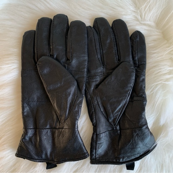 Thinsulate Black Leather Fleece Lined Leather Gloves - Picture 5 of 7
